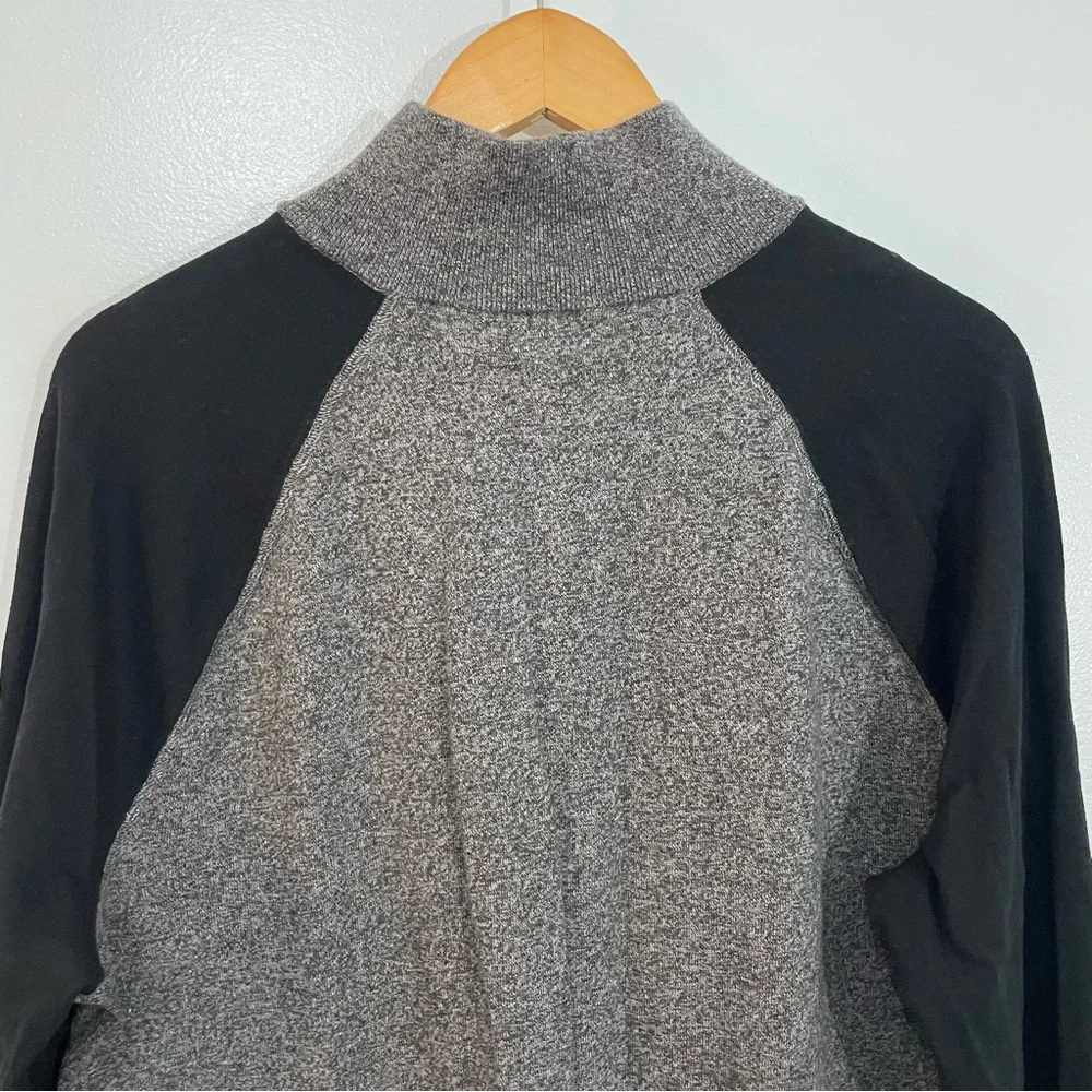 Banana Republic Gray and Black Cashmere Blend Quarter-Zip Sweater Size L